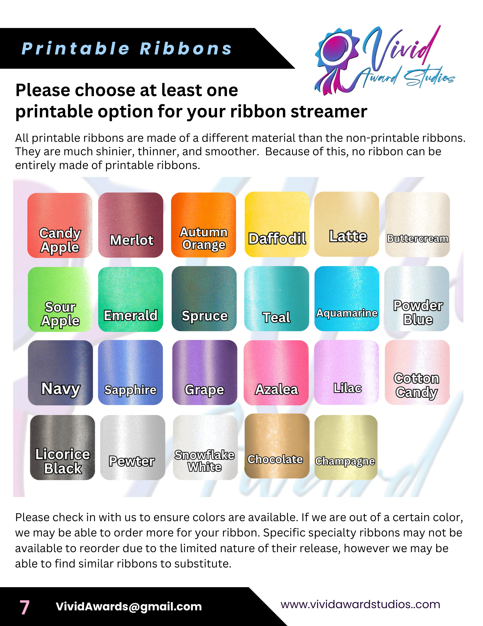 Ribbon Sample Set – Custom or Full Collection