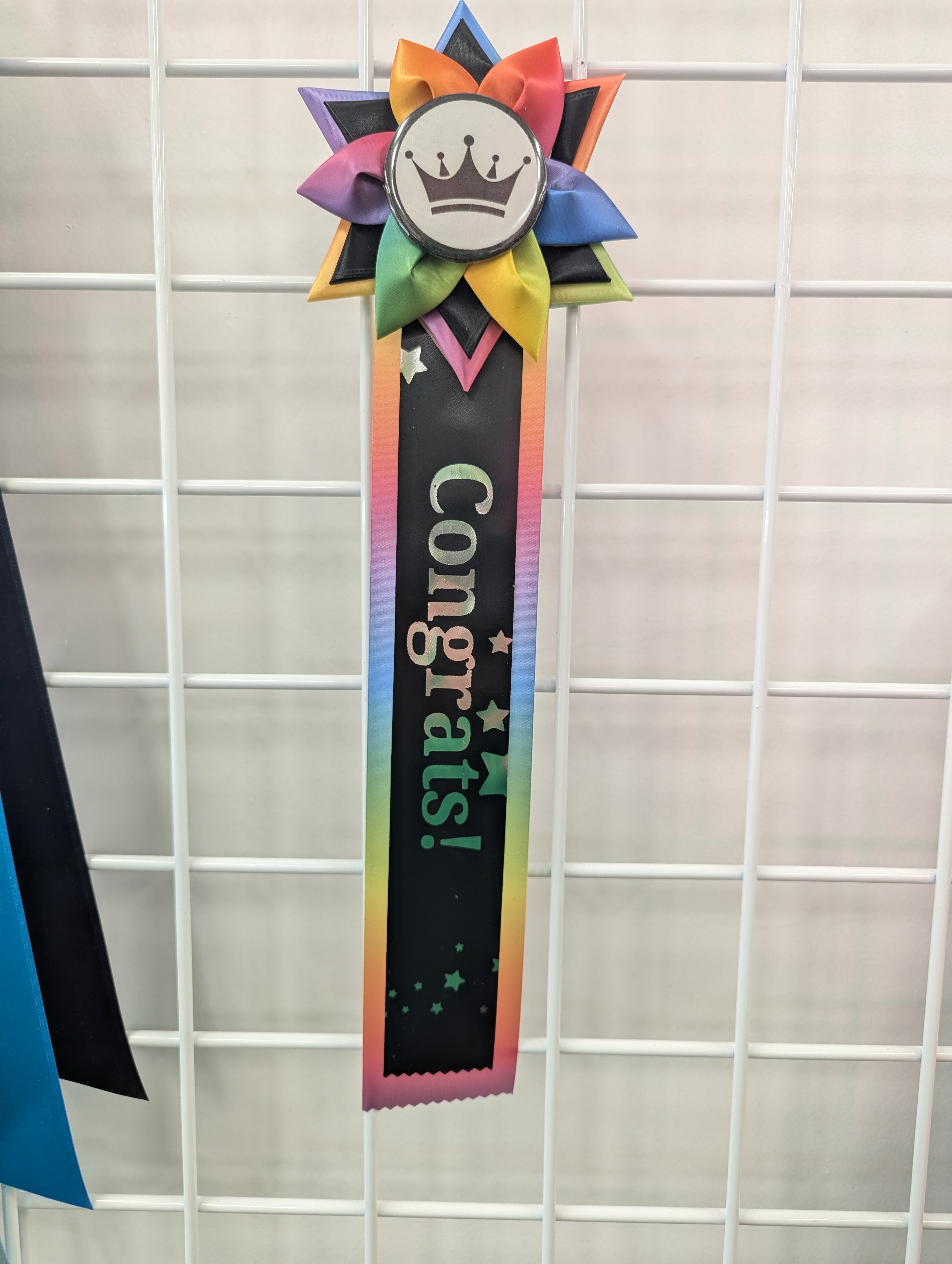 2.5" Wide - Pre-Cut 4" length - Rainbow Color Rosette Ribbon