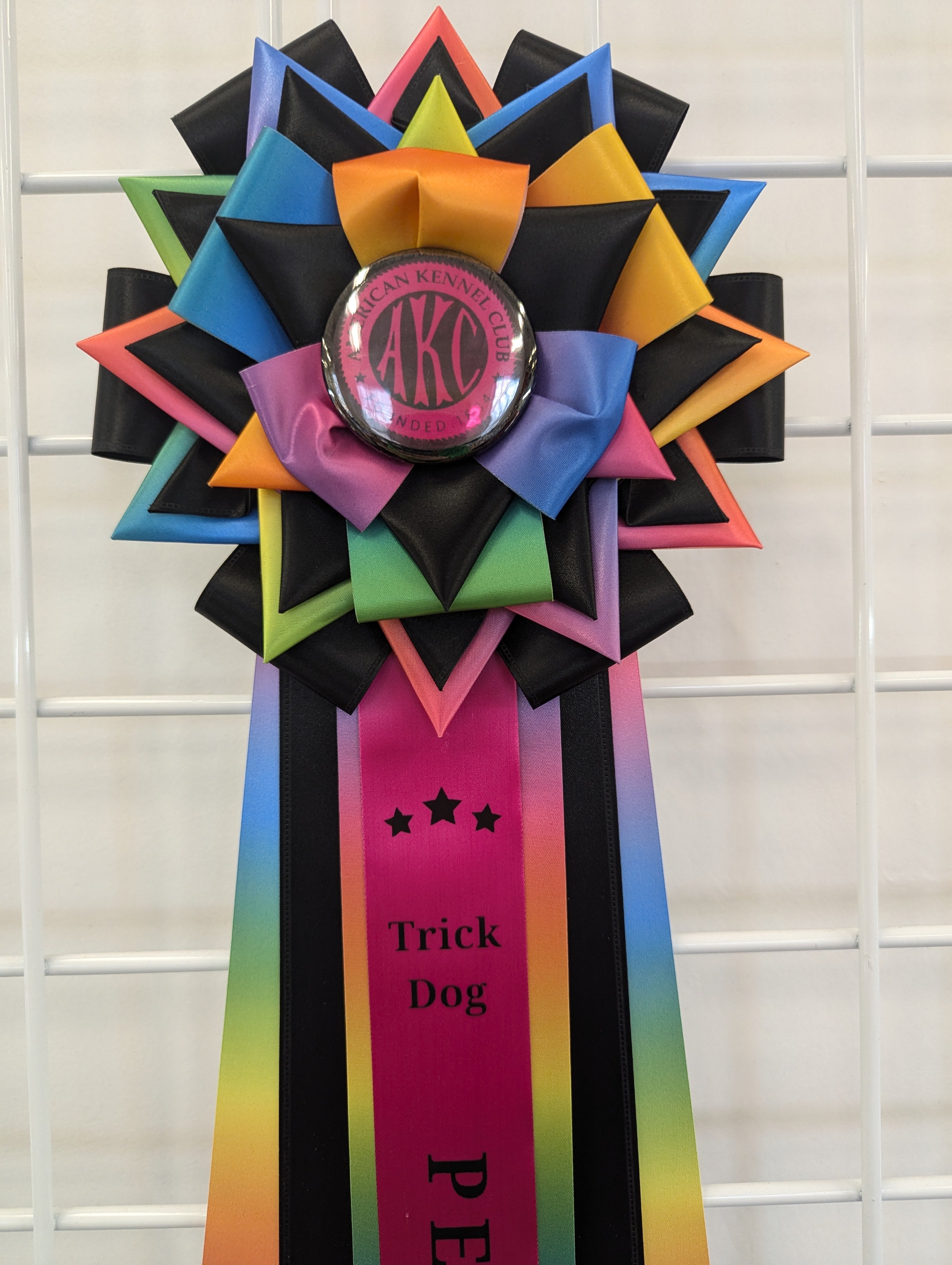 RIBBON - Pre-Cut 4" length - Rainbow Color Rosette Ribbon