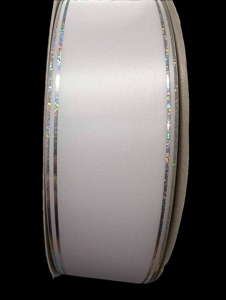 10 Yards of 2.5" Galaxy II Ribbon with Holographic Foil Edges – Silver or Gold