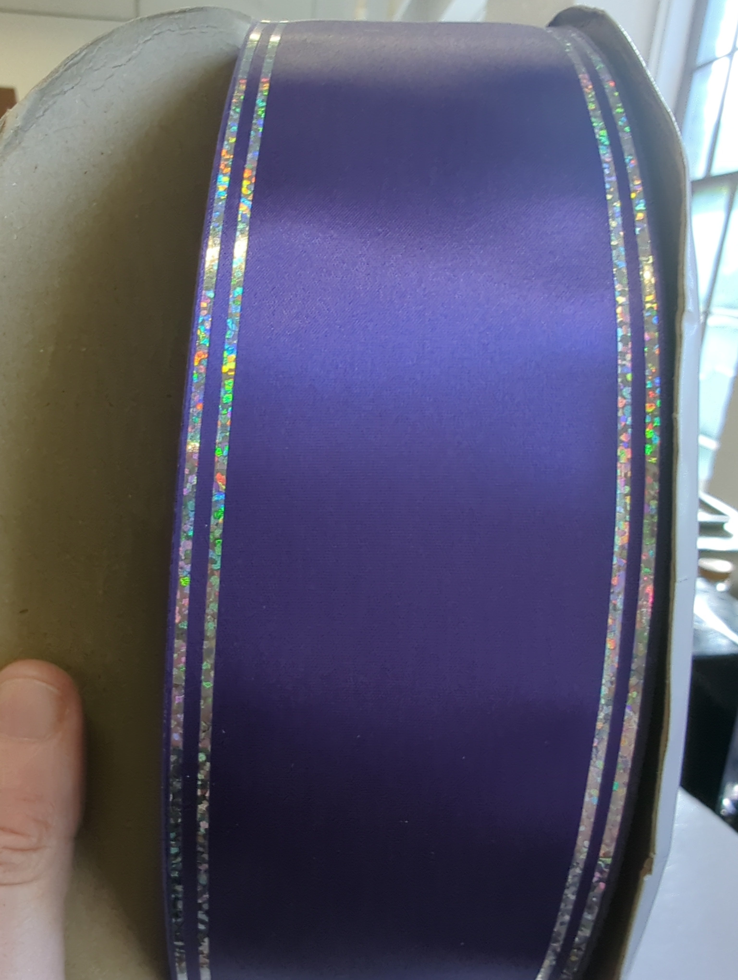 10 Yards of 2.5" Galaxy II Ribbon with Holographic Foil Edges – Silver or Gold