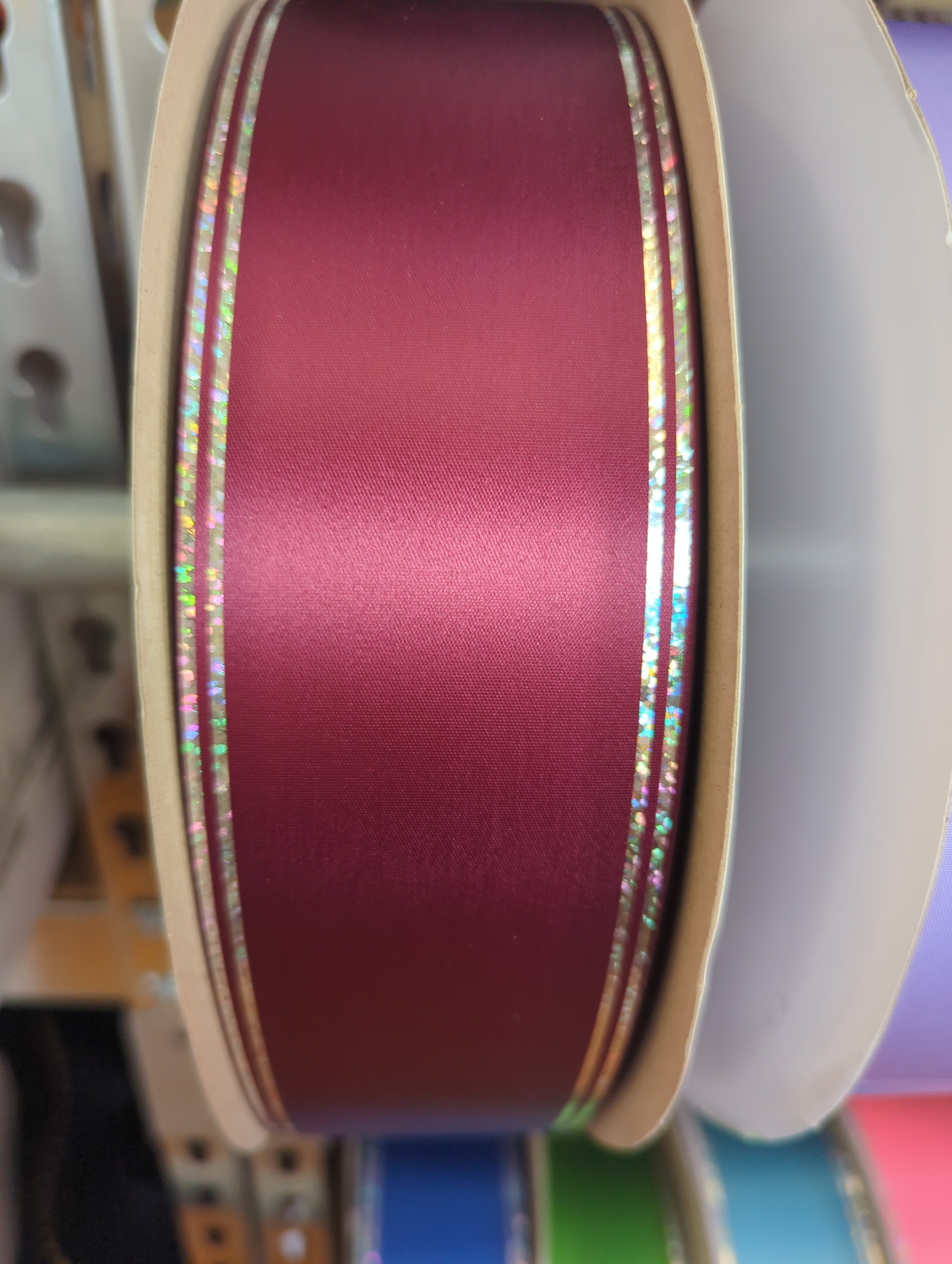 10 Yards of 2.5" Galaxy II Ribbon with Holographic Foil Edges – Silver or Gold