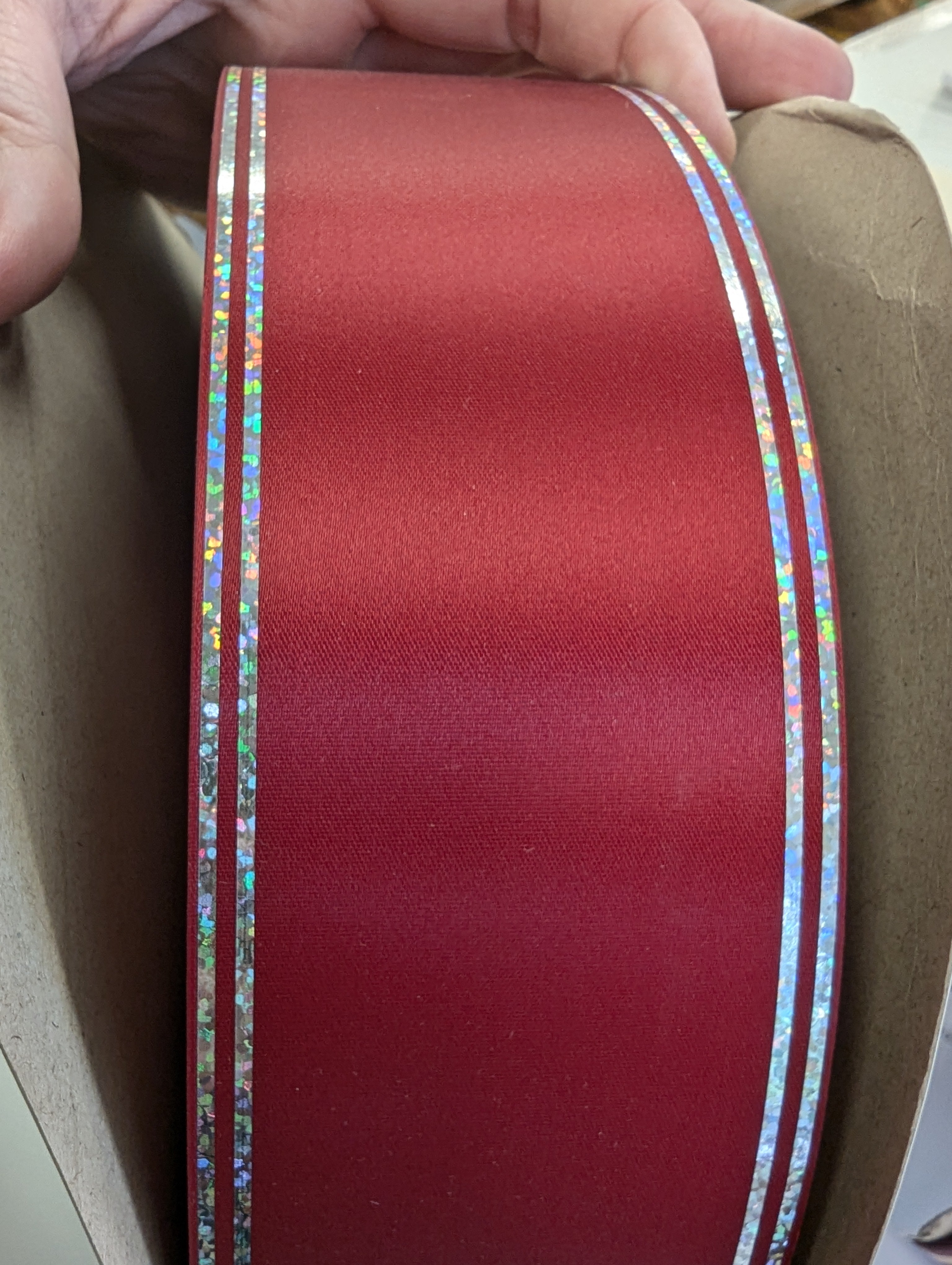 10 Yards of 2.5" Galaxy II Ribbon with Holographic Foil Edges – Silver or Gold