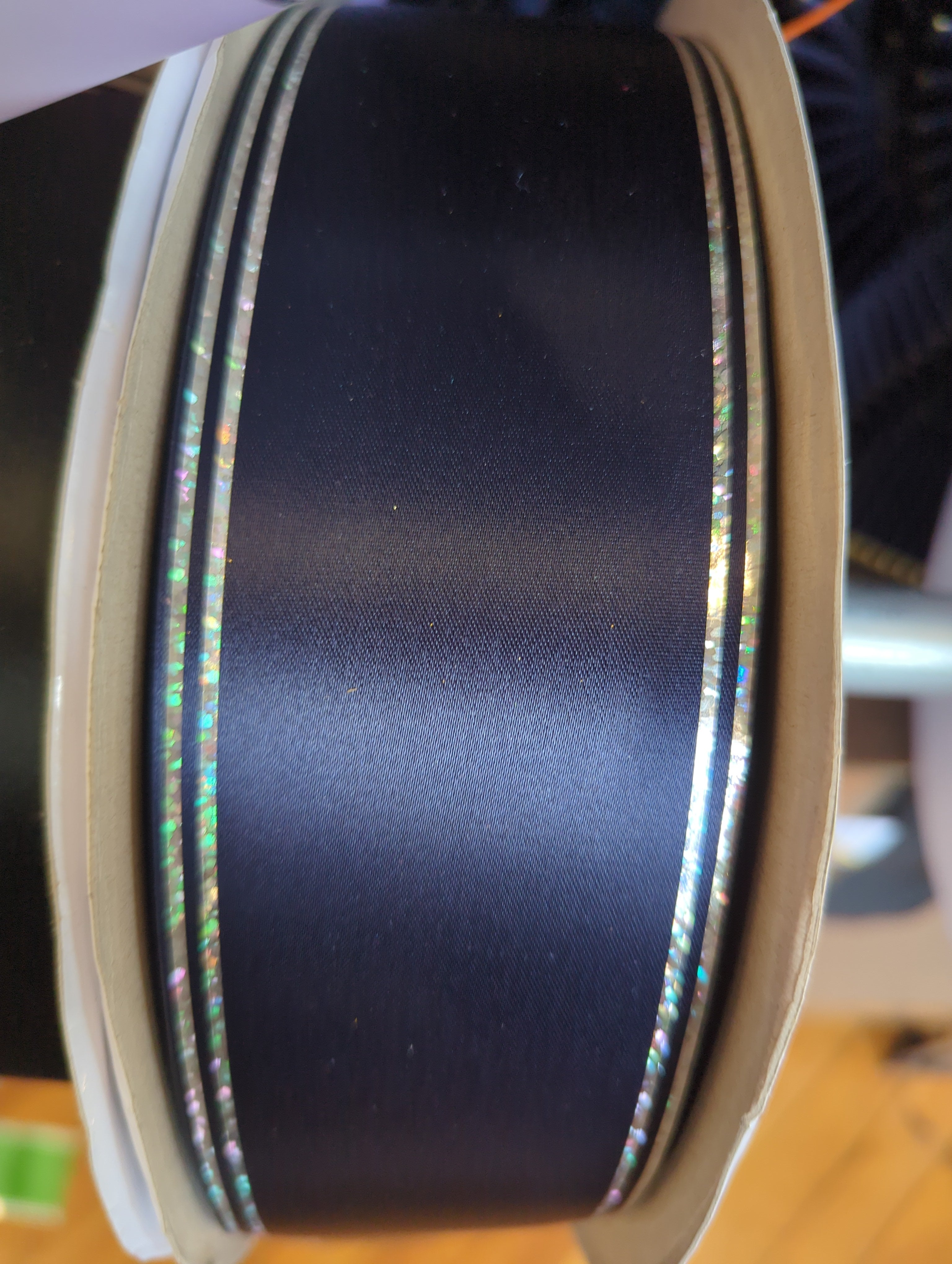 10 Yards of 2.5" Galaxy II Ribbon with Holographic Foil Edges – Silver or Gold