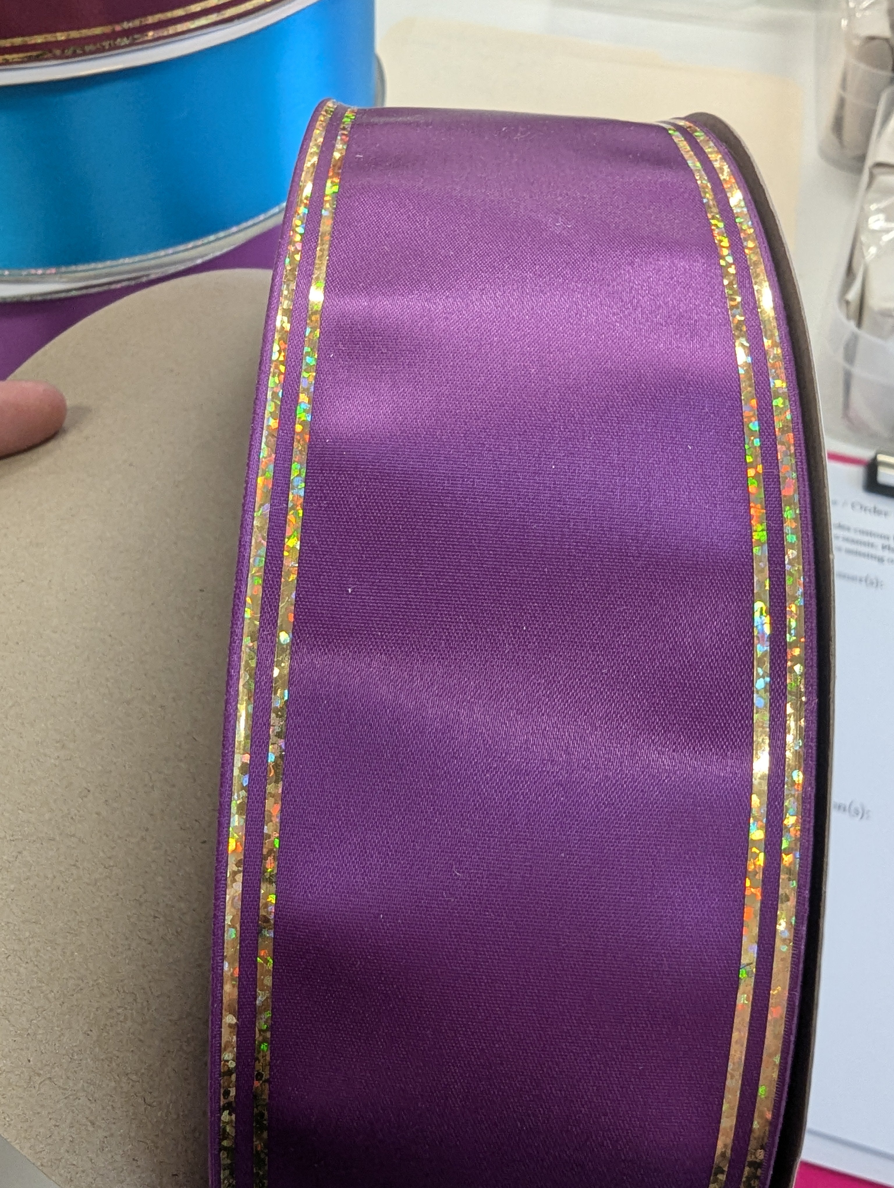 10 Yards of 2.5" Galaxy II Ribbon with Holographic Foil Edges – Silver or Gold