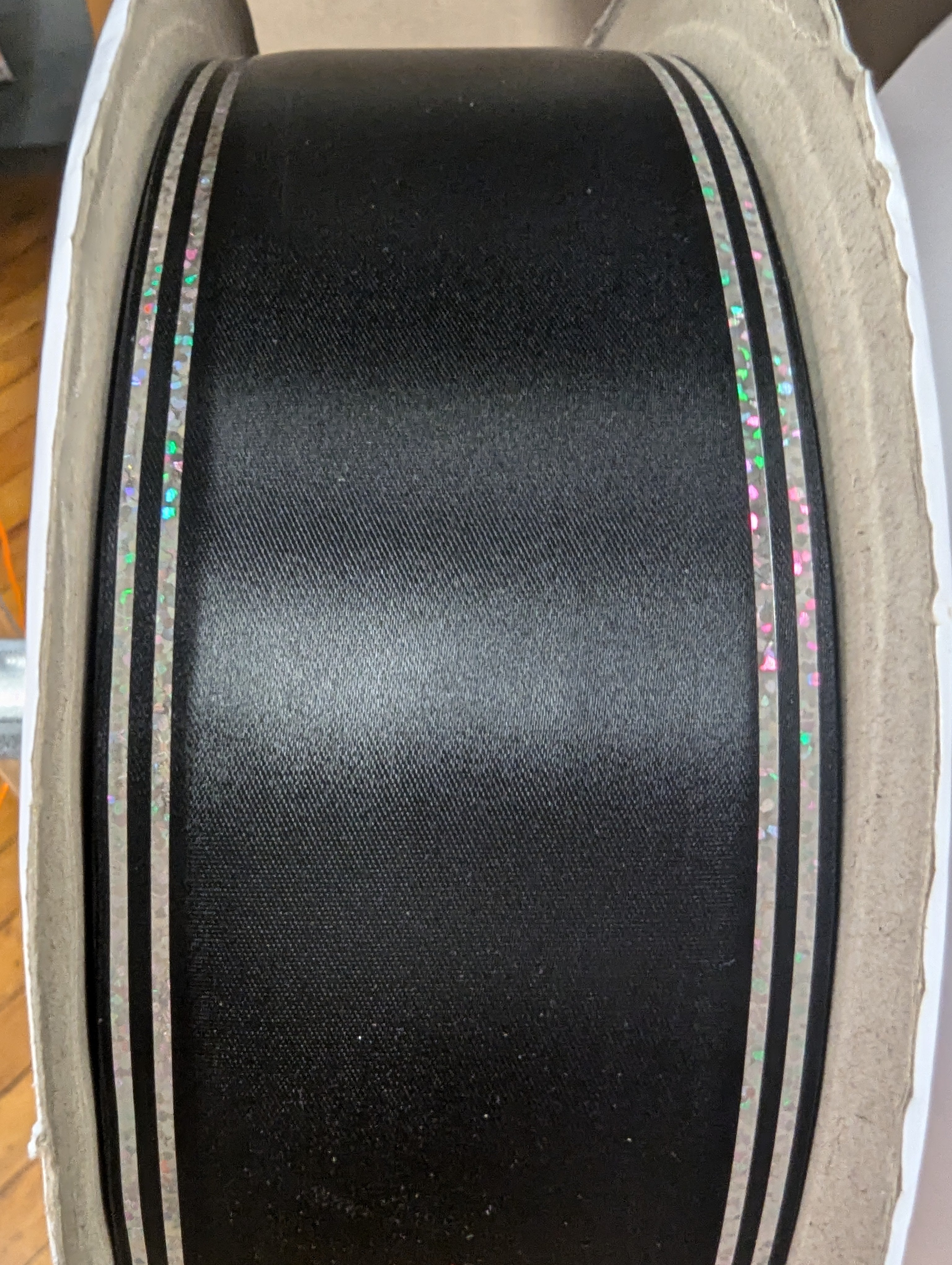 10 Yards of 2.5" Galaxy II Ribbon with Holographic Foil Edges – Silver or Gold