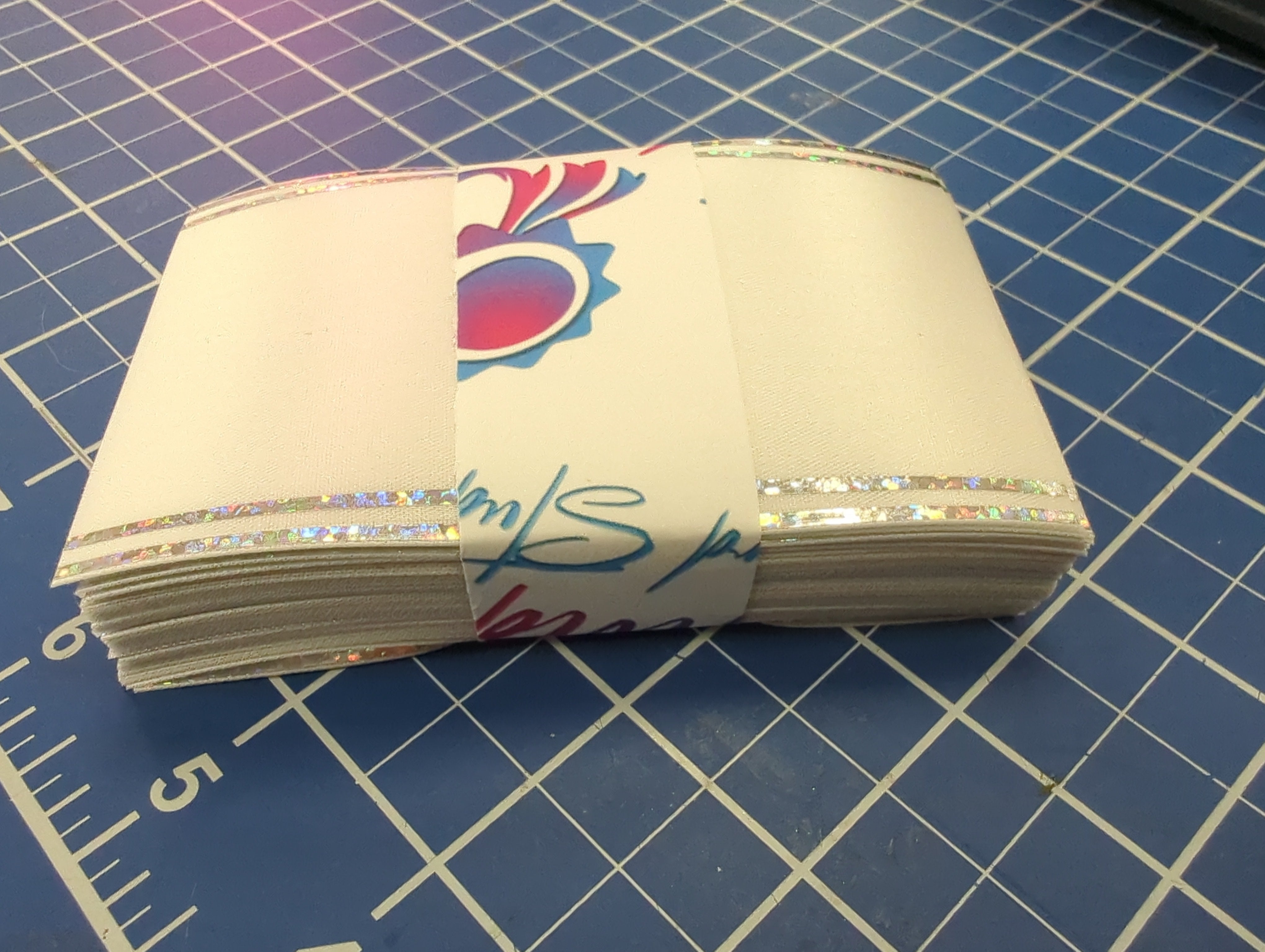 4" lengths of 2.5" Galaxy II Ribbon with Holographic Foil Edges – Silver or Gold